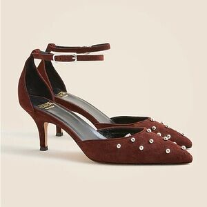 NIB | J Crew Made-in-Italy Suede Collette Slingback Pumps with Beads